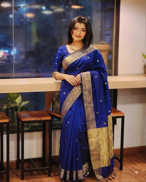 টাঙ্গাইল নকশী পাড় শাড়ি— নীল