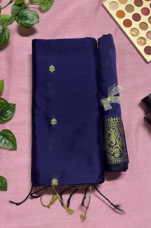 টাঙ্গাইল নকশী পাড় শাড়ি—নেভি ব্লু