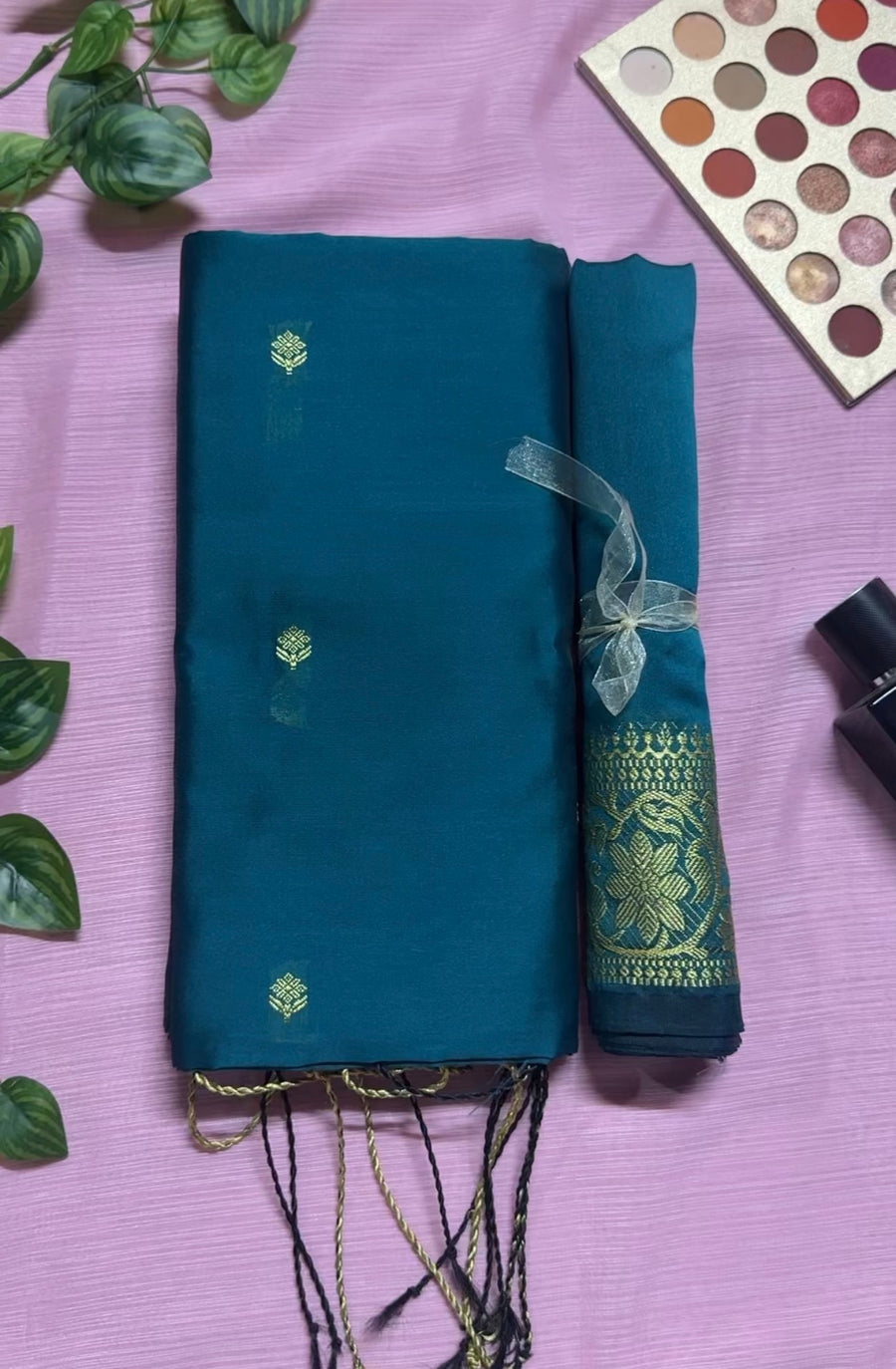 টাঙ্গাইল নকশী পাড় শাড়ি—টিল ব্লু