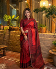 লাল কালার - চান্দেরি সিল্ক শাড়ি
