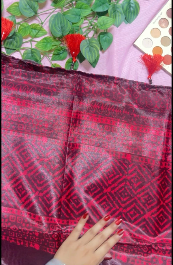 লাল কালার - চান্দেরি সিল্ক শাড়ি