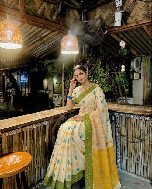 জামদানি মোটিফ - চান্দেরি সিল্ক শাড়ি