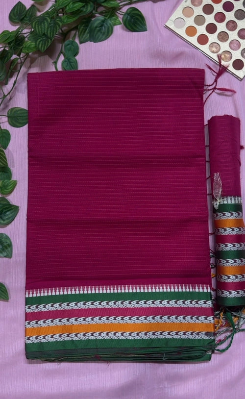 কাঁথা স্টিচ হাফ সিল্ক শাড়ি - রানি গোলাপি