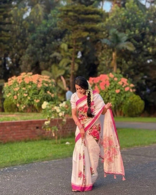 সফট সিল্ক প্রিন্ট শাড়ি