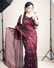 চকলেট - চান্দেরি সিল্ক শাড়ি