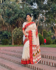 সুতি মিনাকারি মাদুরাই (লাল-সাদা)