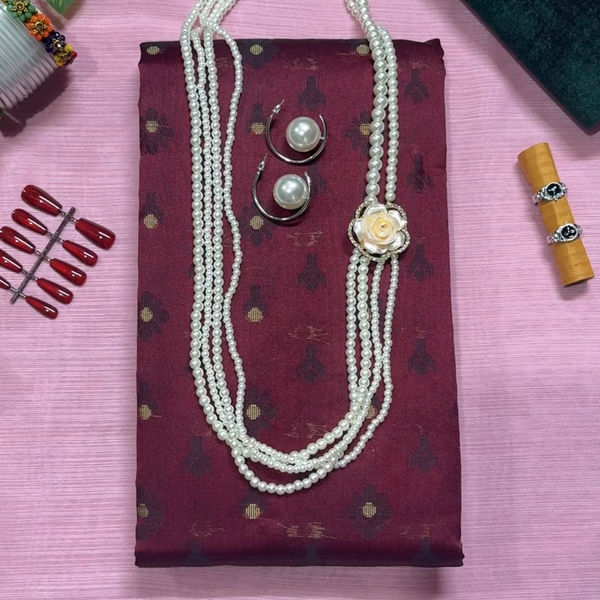 মেরুন জামদানি — অলওভার কাজ