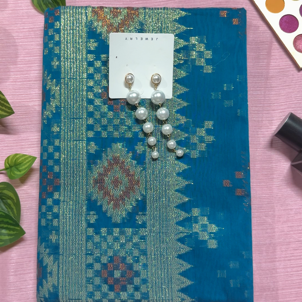 ফিরোজা জামদানি - সিলভার জারিসুতার কাজ