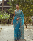 ফিরোজা জামদানি - সিলভার জারিসুতার কাজ