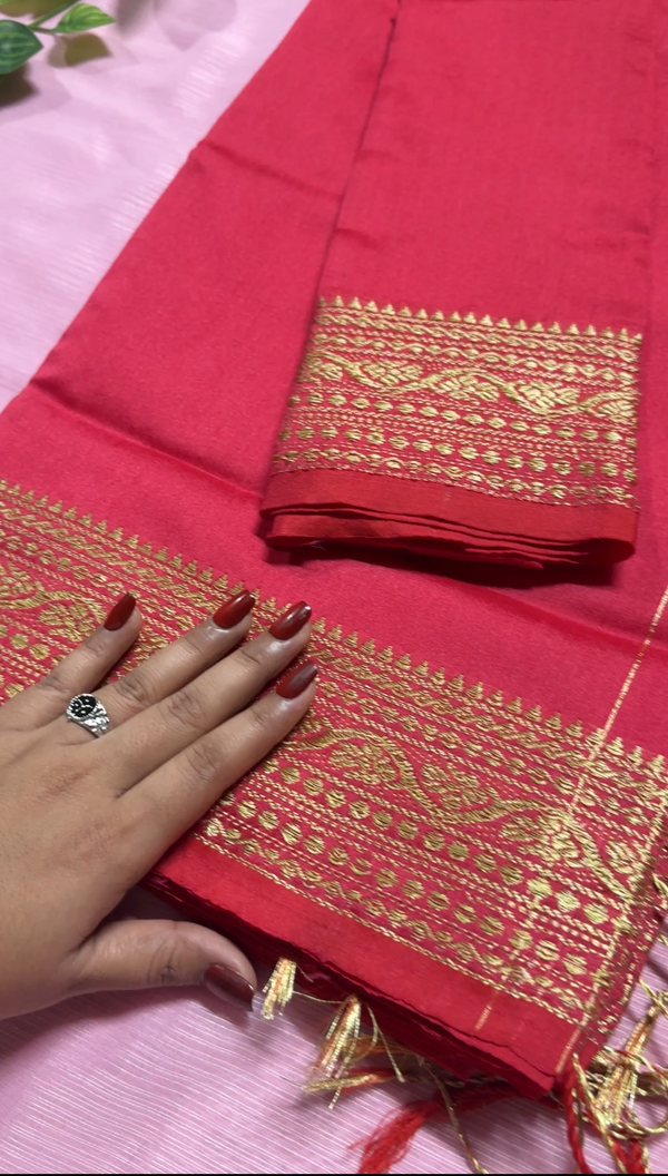 টাঙ্গাইল নকশী পাড় শাড়ি—গোলাপি