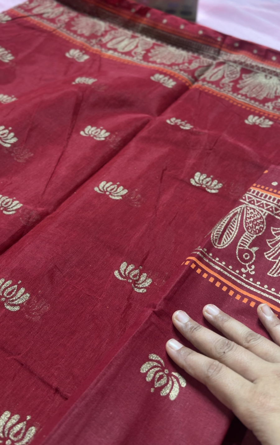 ময়ূর প্রিন্ট শাড়ি — অলওভার আফসান প্রিন্ট
